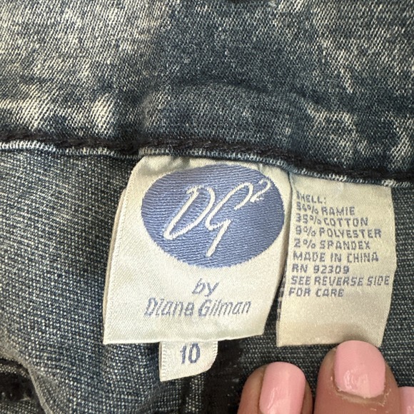 DG2  Diane Gilman Jeans Women's Acid Wash Denim Bootcut Designer Stretch 10 - Picture 3 of 7
